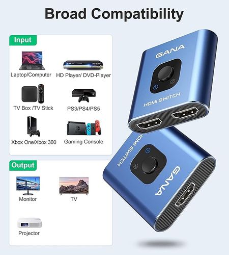 GANA aluminiowy dwukierunkowy przełącznik HDMI 4K na Arena.pl