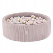 Suchy Basen z Piłkami 90x30 dla Dzieci Jasny Różowy Sztruks 200piłek MISIOO