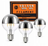 3 szt Żarówka LED lustrzana G80 6W E27 2700K ciepła barwa ściemniana Edison