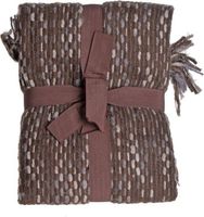 Pled brązowy z frędzlami 130x170cm