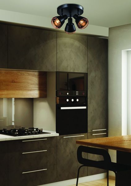 Neria lampa sufitowa plafon czarny 3x40W E14 klosz miedziany zdjęcie 2