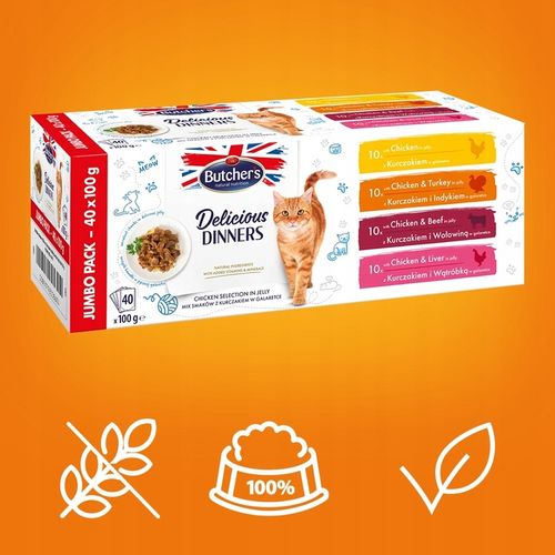 Karma mokra dla kota Butchers Jumbo Pack mix smaków saszetka 40x100g na Arena.pl