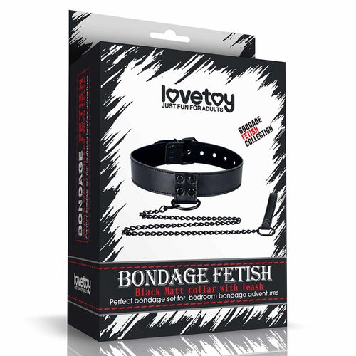 Bondage Fetish Black Matt Collar With Leash na Arena.pl