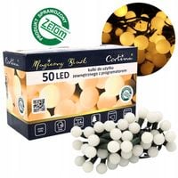 Bezpieczne Lampki Choinkowe na Prąd 50 LED Światełka Kulki Ciepły Biały