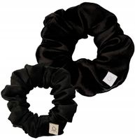 Jedwabna Gumka Do Włosów 2szt Zestaw S i M Czarny