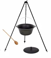 KOCIOŁEK WĘGIERSKI ŻELIWNY 8 L STOJAK POKRYWKA