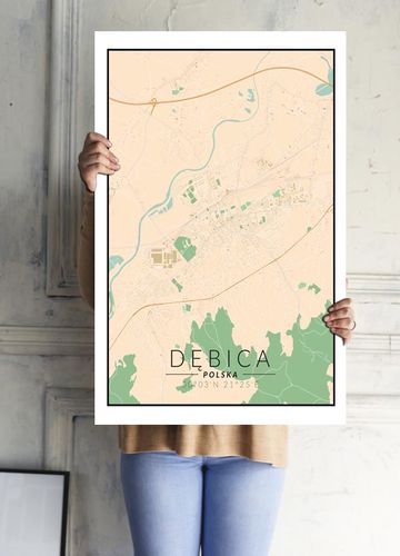 Dębica mapa kolorowa - plakat 70x100 cm na Arena.pl