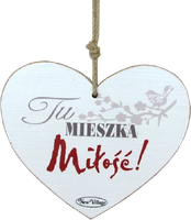 Tabliczka drewniana - Tu mieszka Miłość! - serce