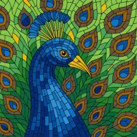 Malowanie po numerach - Witraż. Paw 30x30cm