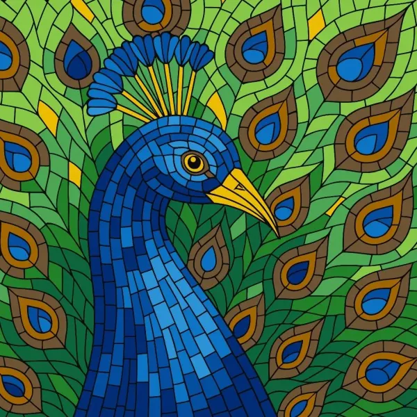 Malowanie po numerach - Witraż. Paw 30x30cm zdjęcie 1