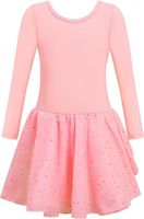 Body baletowe ze spódnicą tutu strój baletnicy długi rękaw różowy 150 cm