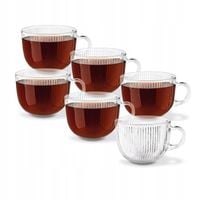 Zestaw KUBKI SZKLANE Filiżanki z UCHEM Tadar Jumbo Paski DUŻE 6x450 ml