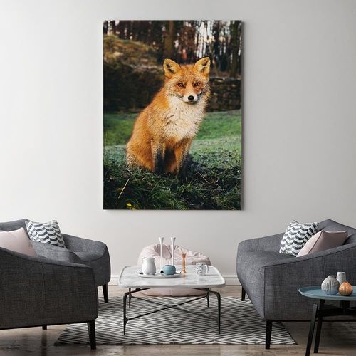Obraz na płótnie – Canvas, lis w lesie 60x90 na Arena.pl