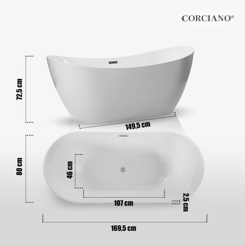 WANNA WOLNOSTOJĄCA MALTA 170 x 80 +syfon KOMPLET na Arena.pl