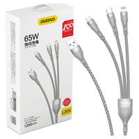 dudao 3w1 kabel usb - lightning / microusb/ usb typ c 65w 1,2m szary (l20x)