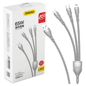 dudao 3w1 kabel usb - lightning / microusb/ usb typ c 65w 1,2m szary (l20x)