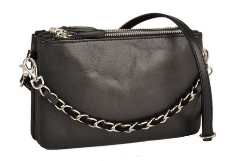 Modna włoska listonoszka skórzana - Barberini's - Granatowa na Arena.pl