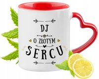 Kubek Czerwony Z Uszkiem W Kształcie Serca Dla Dja Dj'a Na Prezent
