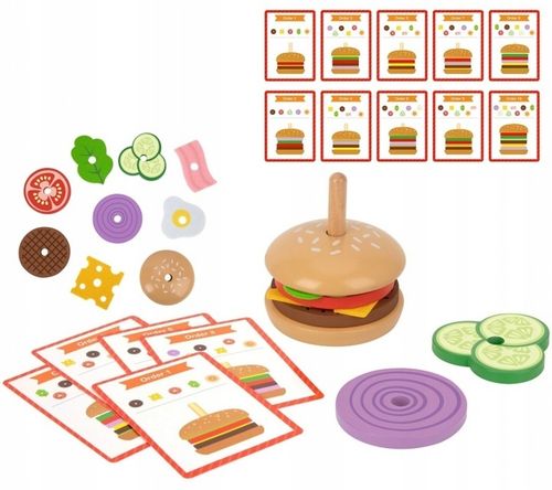 WOOPIE GREEN Drewniany Burger Układanka Klocki Kanapka Karty Klocki 15 na Arena.pl