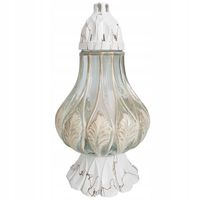 SZKLANY ZNICZ DUŻY lampion FLAVIA BIAŁO-ZŁOTY + WKŁAD PARAFINOWY 68 h