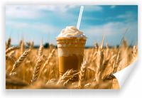 Fototapeta PREMIUM STRUKTURA ZMYWALANA NA WYMIAR mrożona kawa na łące polu