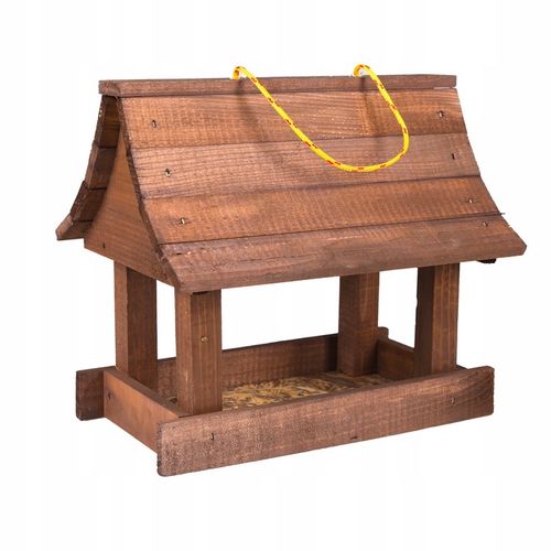 Karmnik dla ptaków + ziarno pokarm duży drewniany budka solidny XXL na Arena.pl