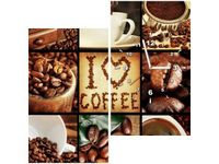 60X60CM ZEGAR LOVE COFFEE OBRAZ DREWNO ŚCIAN KWADRAT