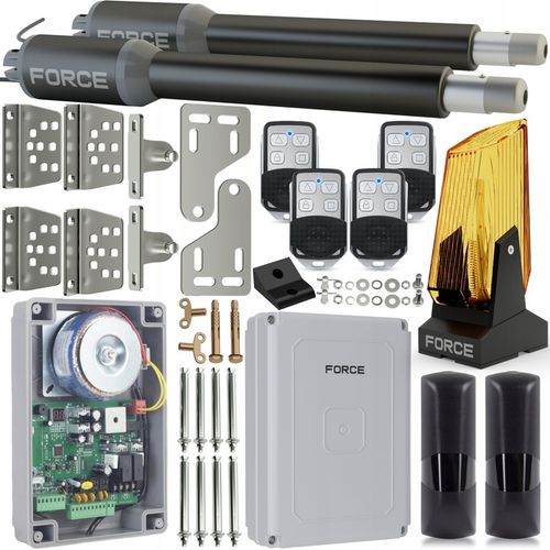 Zestaw do bramy dwuskrzydłowej FORCE SW200 2x2m 400 kg lampa do skrzydłowej na Arena.pl