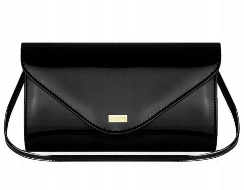 CZARNA KOPERTÓWKA TOREBKA WIZYTOWA NA WESELE SOLOME S5 LAKIEROWANA NA PASKU na Arena.pl