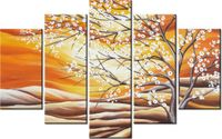 70 100CM OBRAZ 5 ELEM KWITNĄCE DRZEWO DRUK PŁÓTNO