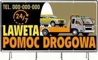 BANER REKLAMOWY 130x80cm projekt w cenie różne wzory LAWETA POMOC DROGOWA