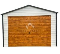 Garaż Blaszany 4x6m Brama Uchylna Drzwi Biały Drewnopodobny Dach  NB104