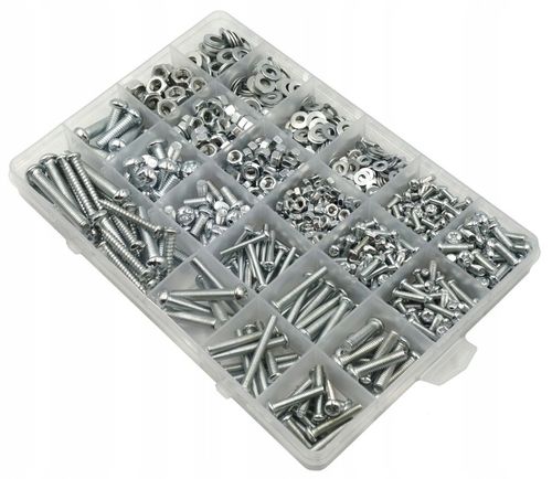 ZESTAW ŚRUBEK ŚRUB I NAKRĘTEK 1100szt W PUDEŁKU ŚRUBKI NAKRĘTKI M3 M4 M5 M6 na Arena.pl