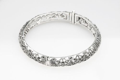 srebrna piękna ażurowa bransoletka typu bangle - bdm3227 na Arena.pl
