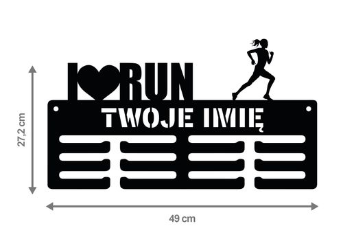Wieszak na medale I LOVE RUN twoje imię dowolny tekst 212.3 na Arena.pl