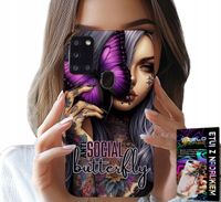 ETUI DO SAMSUNG GALAXY A21s - ANTI SOCIAL BUTTERFLY RÓŻOWY MOTYL + SZKŁO