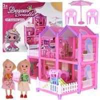 DUŻY DOMEK DLA LALEK WILLA MEBLE AKCESORIA + 2 LALKI DUŻY