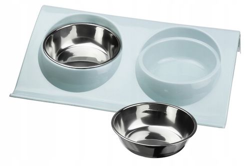 PODWÓJNA MISKA STALOWA DLA PSA KOTA STOJAK PODSTAWKA 2x450ml NA KARMĘ WODĘ na Arena.pl