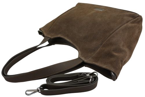 Torebka damska zamszowa typu worek - Beżowa ciemna na Arena.pl