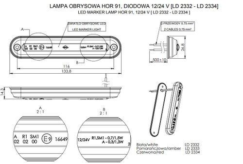 Lampa LED obrysowa biała światłowód LD2332 na Arena.pl