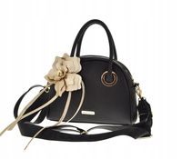 Laura Biaggi torebka listonoszka kuferek czarny groszek kwiat złoty L326028