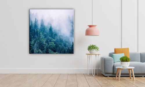 OBRAZ NA PŁÓTNIE 053 Las we mgle 70x70cm na Arena.pl