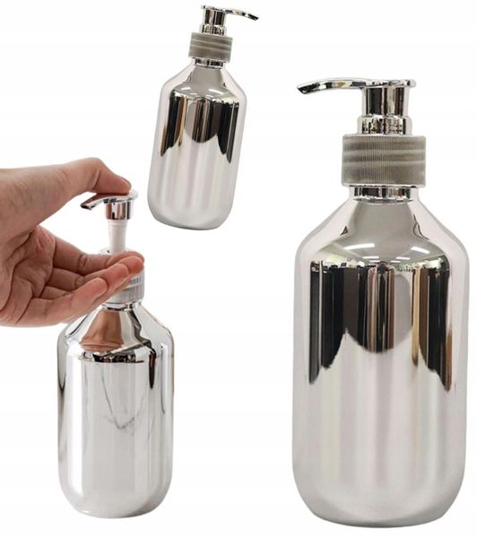 Dozownik Do Mydła Płyn Pojemnik Łazienkowy Srebrny zdjęcie 2