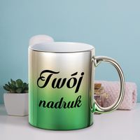 Kubek platerowany z Twoim nadrukiem - srebrno-zielony gradient