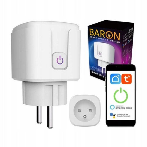 Gniazdo Gniazdko WiFi Smart Tuya Watomierz Pomiar Białe Baron 16A 3680W na Arena.pl