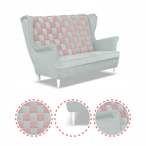 Sofa kanapa uszak CAROL DUO skandynawska Family Meble szaro - różowa na Arena.pl