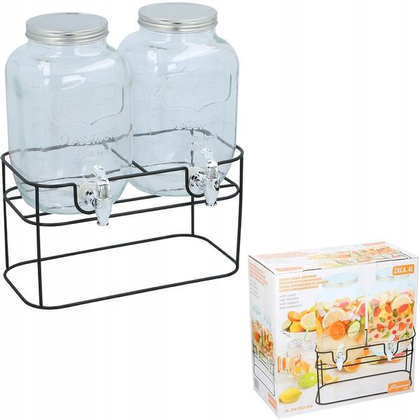 Słój z Kranikiem 2x 4l Słoiki+ podstawka do ogrodu na piknik lemoniadę wodę zdjęcie 6