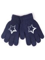 Rękawiczki dziewczęce pięciopalczaste granatowe gwiazda YOCLUB
