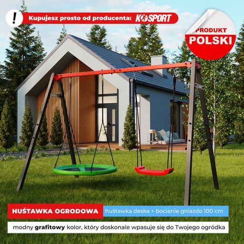 HUŚTAWKA OGRODOWA dla dzieci BOCIANIE GNIAZDO STELAŻ podwójny Super Fun na Arena.pl