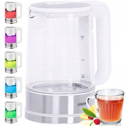 CZAJNIK ELEKTRYCZNY SZKLANY bezprzewodowy REGULACJA TEMPERATURY 1,7L BIAŁY na Arena.pl